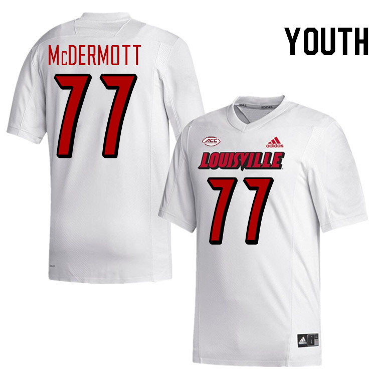 Youth #77 Ransom McDermott Louisville Cardinals College Football Jerseys Stitched-White